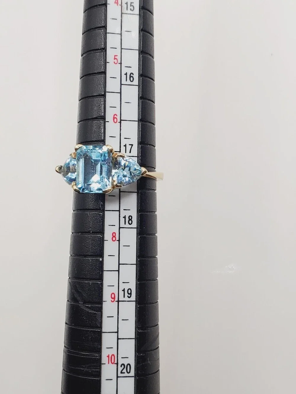 10k Yellow Gold Genuine Blue Topaz Three Stone Ring
